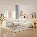 L-Shaped Modular Sectional Sofa, Grey/Brown/Beige, 5-Seat