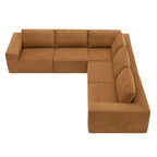 L-Shaped Modular Sectional Sofa, Grey/Brown/Beige, 5-Seat