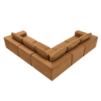 L-Shaped Modular Sectional Sofa, Grey/Brown/Beige, 5-Seat