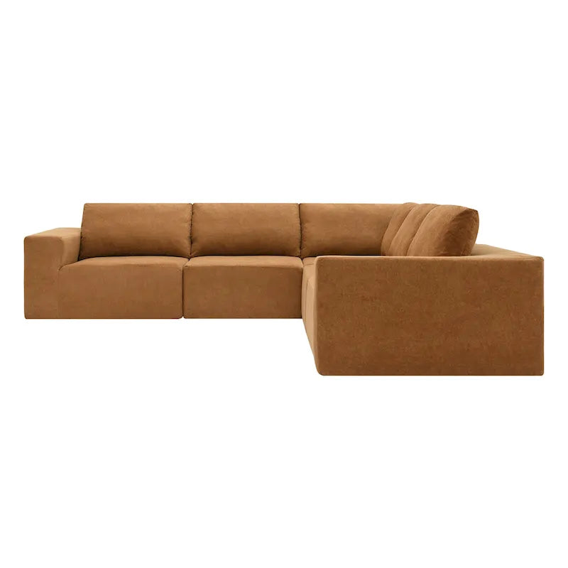 L-Shaped Modular Sectional Sofa, Grey/Brown/Beige, 5-Seat