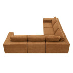 L-Shaped Modular Sectional Sofa, Grey/Brown/Beige, 5-Seat