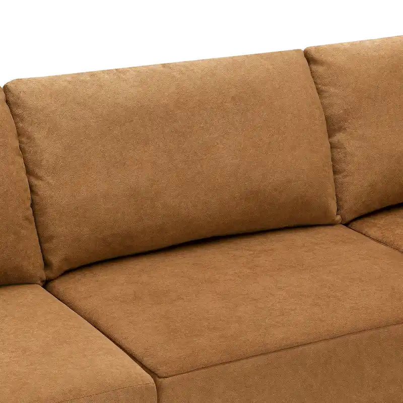 L-Shaped Modular Sectional Sofa, Grey/Brown/Beige, 5-Seat