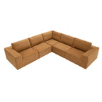 L-Shaped Modular Sectional Sofa, Grey/Brown/Beige, 5-Seat