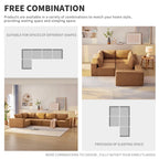 L-Shaped Modular Sectional Sofa, Grey/Brown/Beige, 5-Seat