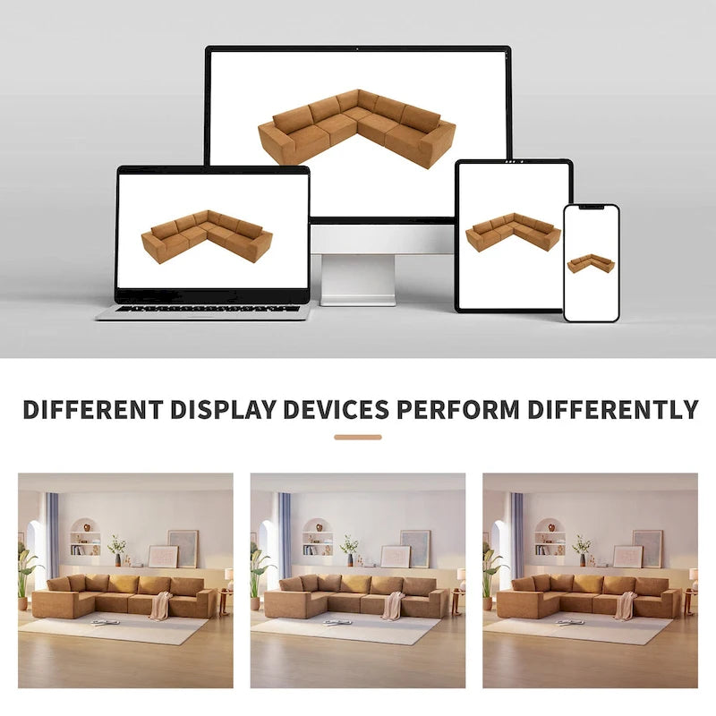L-Shaped Modular Sectional Sofa, Grey/Brown/Beige, 5-Seat