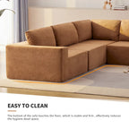 L-Shaped Modular Sectional Sofa, Grey/Brown/Beige, 5-Seat