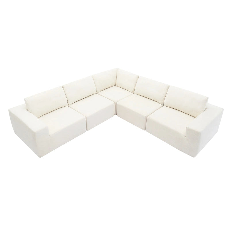 L-Shaped Modular Sectional Sofa, Grey/Brown/Beige, 5-Seat