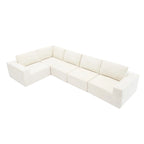 L-Shaped Modular Sectional Sofa, Grey/Brown/Beige, 5-Seat