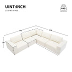 L-Shaped Modular Sectional Sofa, Grey/Brown/Beige, 5-Seat