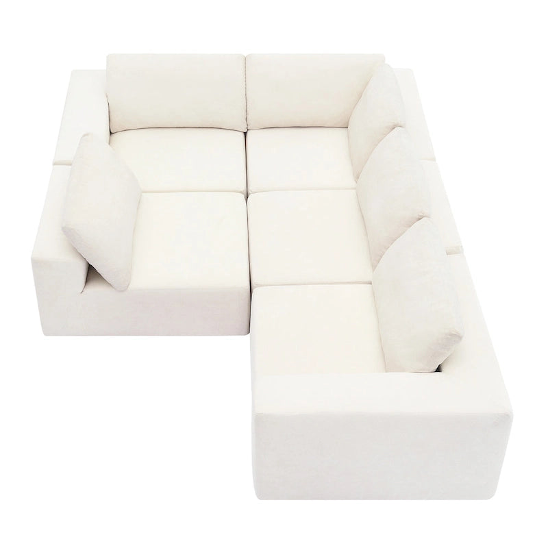 L-Shaped Modular Sectional Sofa, Grey/Brown/Beige, 5-Seat