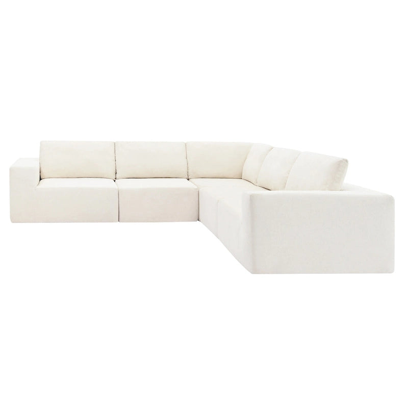 L-Shaped Modular Sectional Sofa, Grey/Brown/Beige, 5-Seat