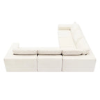 L-Shaped Modular Sectional Sofa, Grey/Brown/Beige, 5-Seat