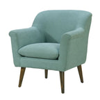 Aquamarine Teal / Steel Gray / Yellow Mid-Century Accent Armchair, Woven Fabric, Single Seat