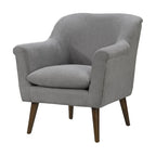 Aquamarine Teal / Steel Gray / Yellow Mid-Century Accent Armchair, Woven Fabric, Single Seat