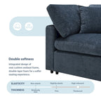 Dark Blue Reversible Modular Sectional Sofa Bed, Chenille, Seats 6
