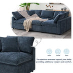 Dark Blue Reversible Modular Sectional Sofa Bed, Chenille, Seats 6
