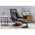 Espresso / Putty / Camel Top-Grain Leather Recliner Chair with Ottoman, Single Seat