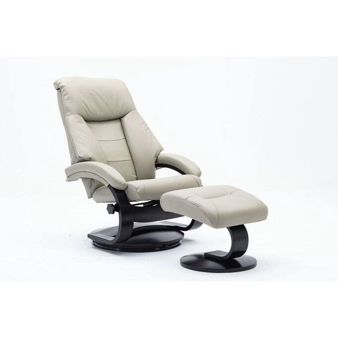 Espresso / Putty / Camel Top-Grain Leather Recliner Chair with Ottoman, Single Seat