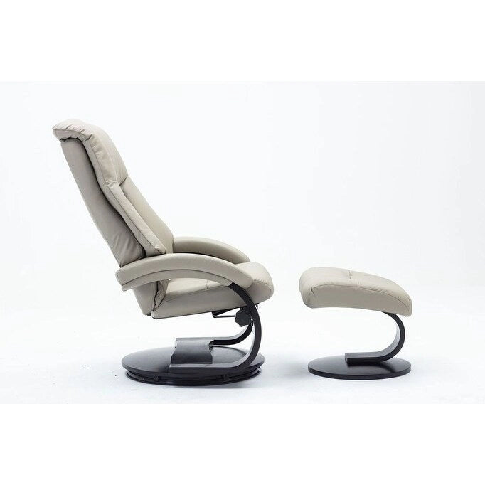 Espresso / Putty / Camel Top-Grain Leather Recliner Chair with Ottoman, Single Seat