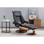 Espresso / Putty / Camel Top-Grain Leather Recliner Chair with Ottoman, Single Seat