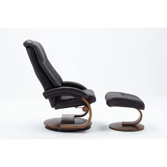Espresso / Putty / Camel Top-Grain Leather Recliner Chair with Ottoman, Single Seat