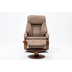 Espresso / Putty / Camel Top-Grain Leather Recliner Chair with Ottoman, Single Seat