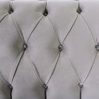 Gray Velvet Button-Tufted Tuxedo Sofa, 2-Seat
