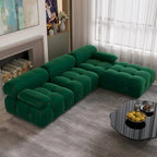 L-Shaped Velvet Sectional Sofa with Reversible Chaise Ottoman, 4-Seat, Multiple Colors