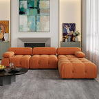 L-Shaped Velvet Sectional Sofa with Reversible Chaise Ottoman, 4-Seat, Multiple Colors