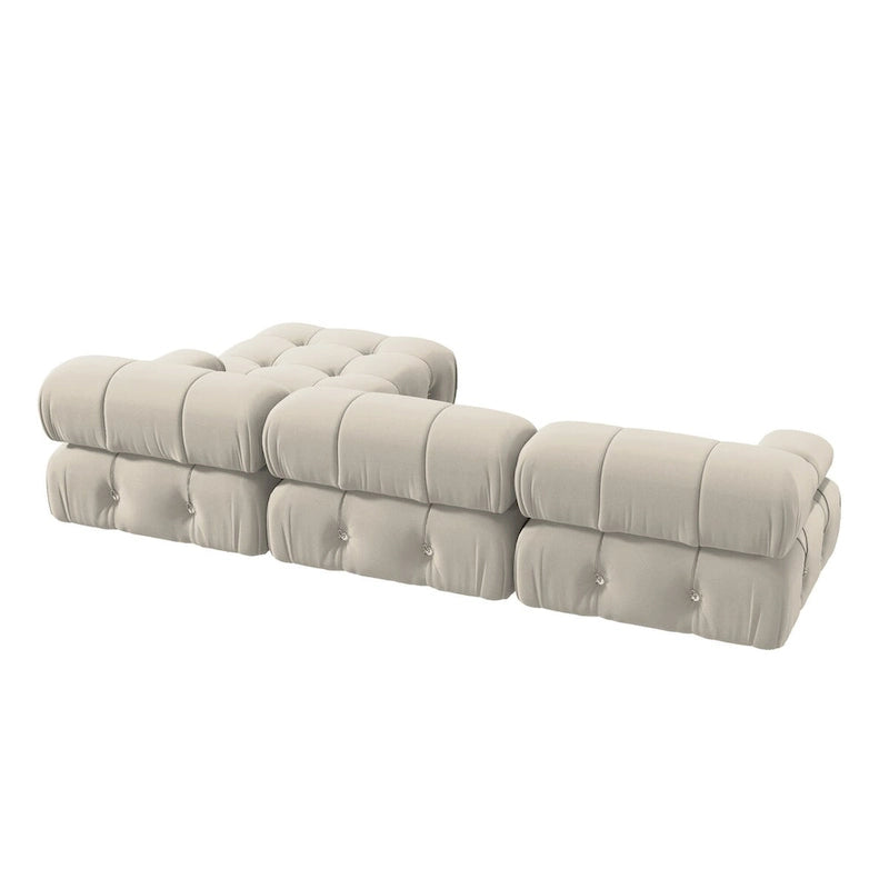 L-Shaped Velvet Sectional Sofa with Reversible Chaise Ottoman, 4-Seat, Multiple Colors