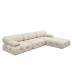 L-Shaped Velvet Sectional Sofa with Reversible Chaise Ottoman, 4-Seat, Multiple Colors