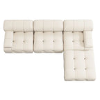 L-Shaped Velvet Sectional Sofa with Reversible Chaise Ottoman, 4-Seat, Multiple Colors
