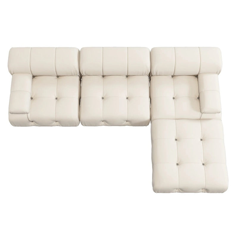 L-Shaped Velvet Sectional Sofa with Reversible Chaise Ottoman, 4-Seat, Multiple Colors