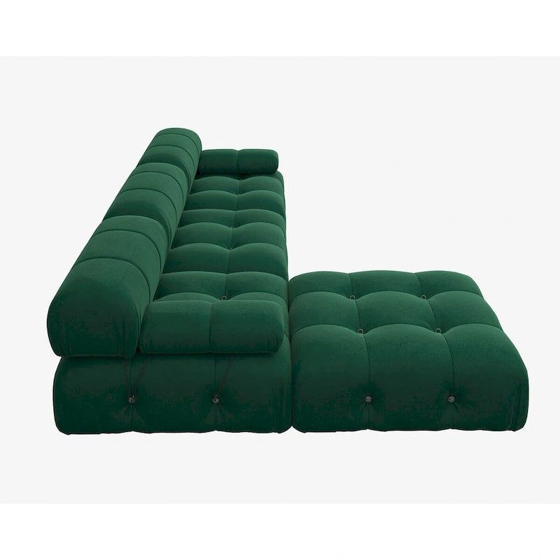 L-Shaped Velvet Sectional Sofa with Reversible Chaise Ottoman, 4-Seat, Multiple Colors