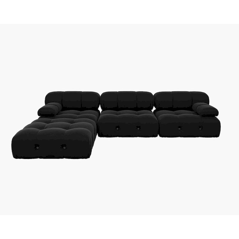 L-Shaped Velvet Sectional Sofa with Reversible Chaise Ottoman, 4-Seat, Multiple Colors