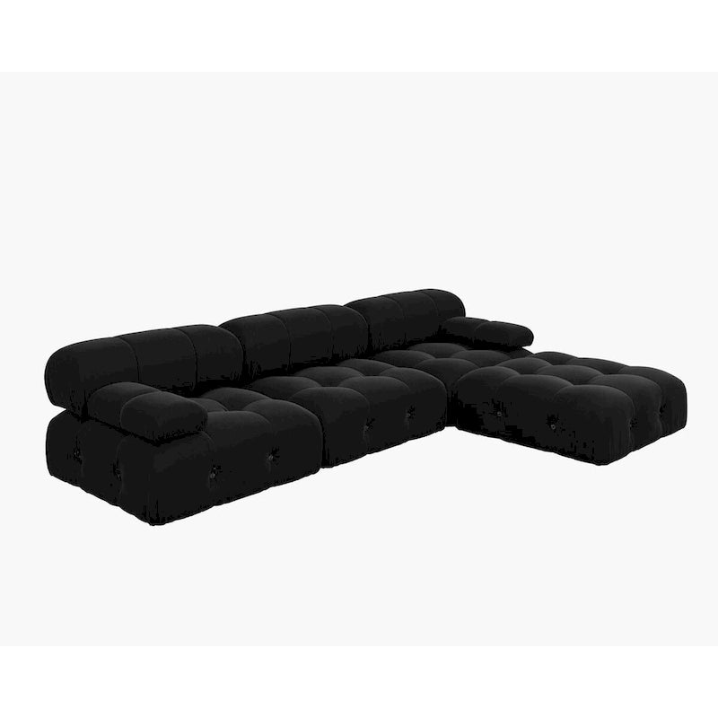 L-Shaped Velvet Sectional Sofa with Reversible Chaise Ottoman, 4-Seat, Multiple Colors