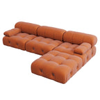 L-Shaped Velvet Sectional Sofa with Reversible Chaise Ottoman, 4-Seat, Multiple Colors