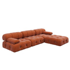 L-Shaped Velvet Sectional Sofa with Reversible Chaise Ottoman, 4-Seat, Multiple Colors