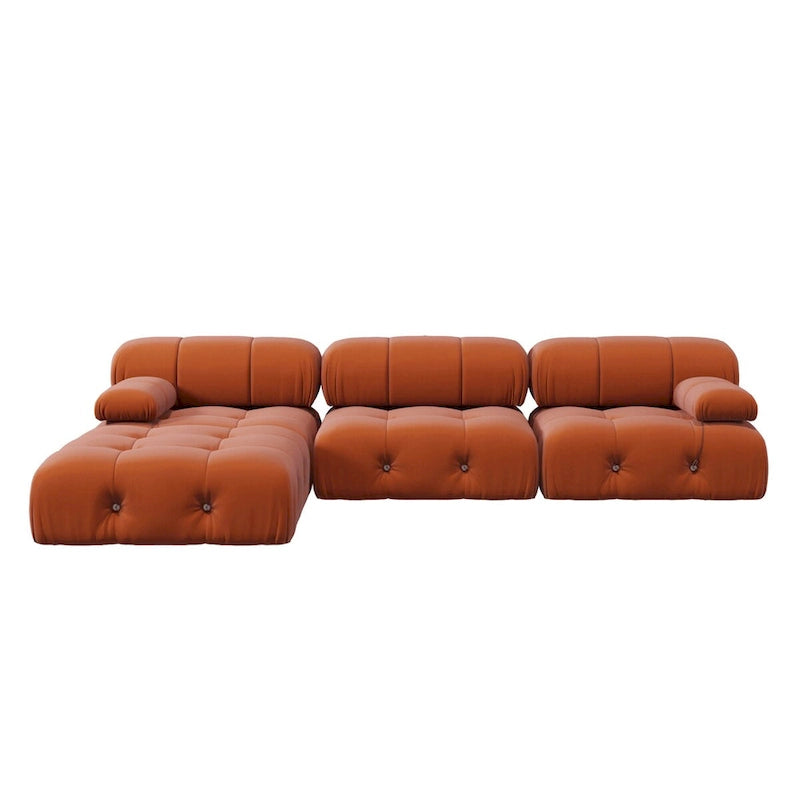 L-Shaped Velvet Sectional Sofa with Reversible Chaise Ottoman, 4-Seat, Multiple Colors