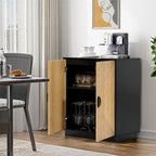 Black & Natural Bamboo 2-Door Accent Cabinet