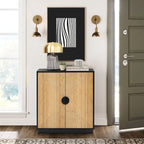 Black & Natural Bamboo 2-Door Accent Cabinet