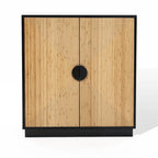 Black & Natural Bamboo 2-Door Accent Cabinet