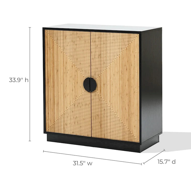 Black & Natural Bamboo 2-Door Accent Cabinet