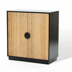 Black & Natural Bamboo 2-Door Accent Cabinet