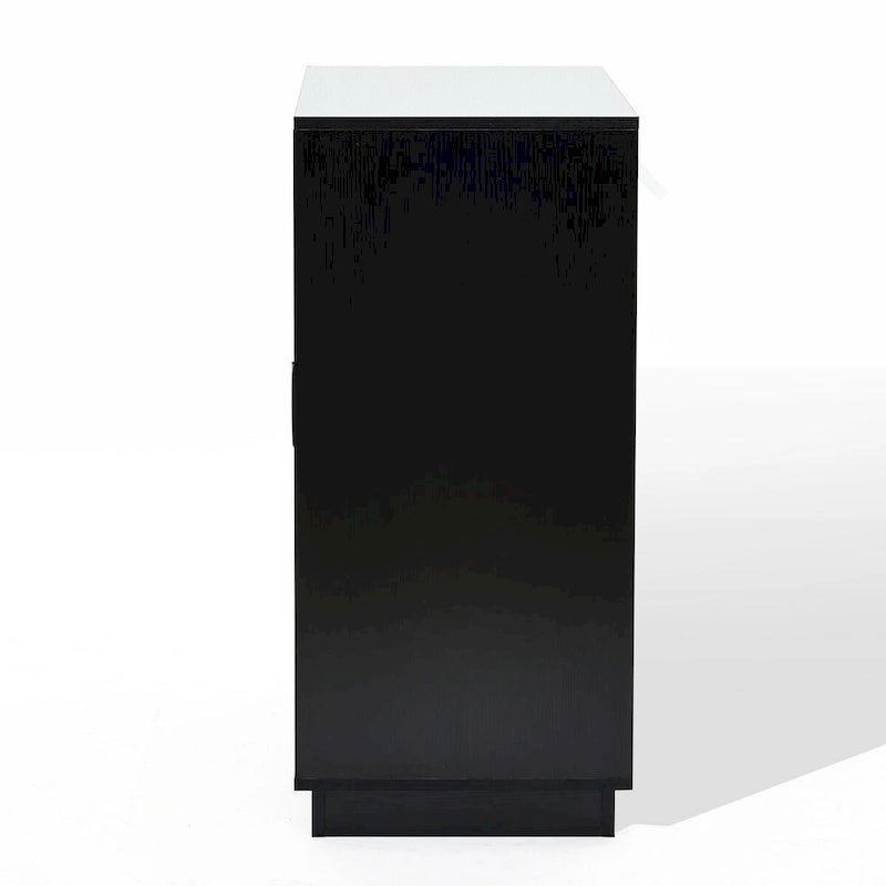 Black & Natural Bamboo 2-Door Accent Cabinet