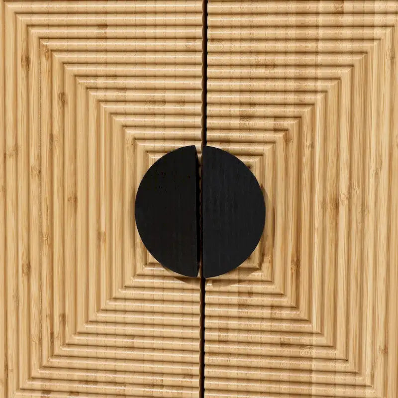 Black & Natural Bamboo 2-Door Accent Cabinet