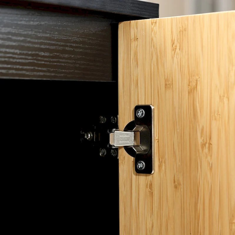 Black & Natural Bamboo 2-Door Accent Cabinet