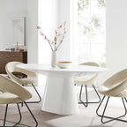 White / Black High Gloss Oval Dining Table, Seats 6