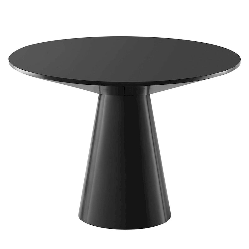 White / Black High Gloss Oval Dining Table, Seats 6