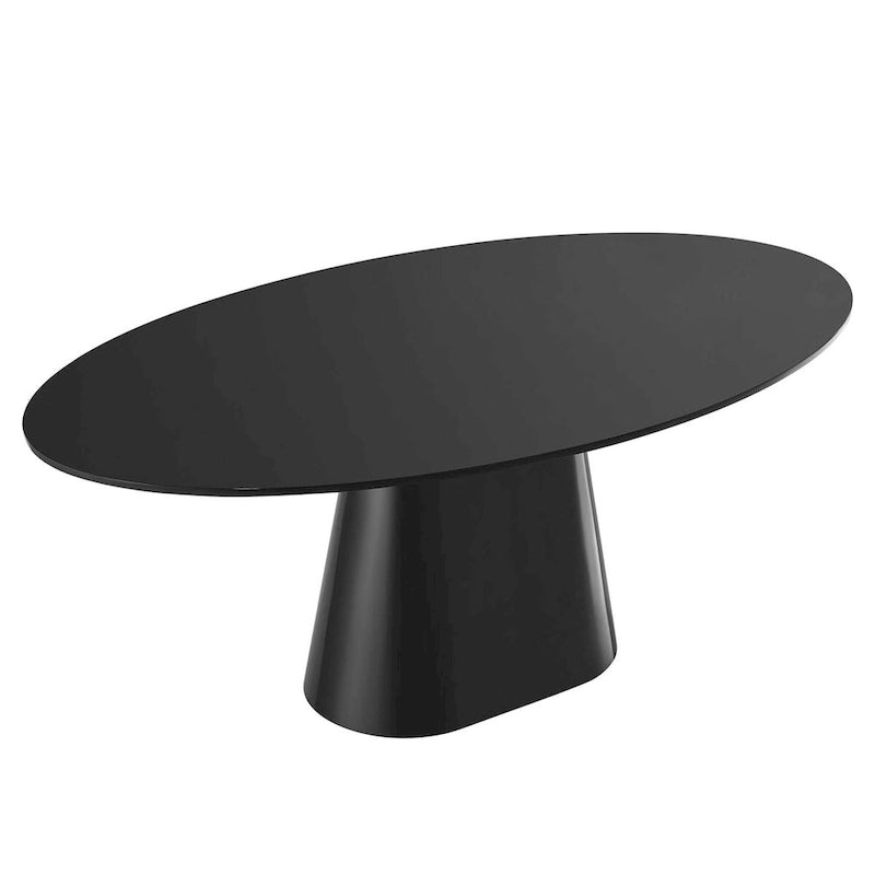 White / Black High Gloss Oval Dining Table, Seats 6